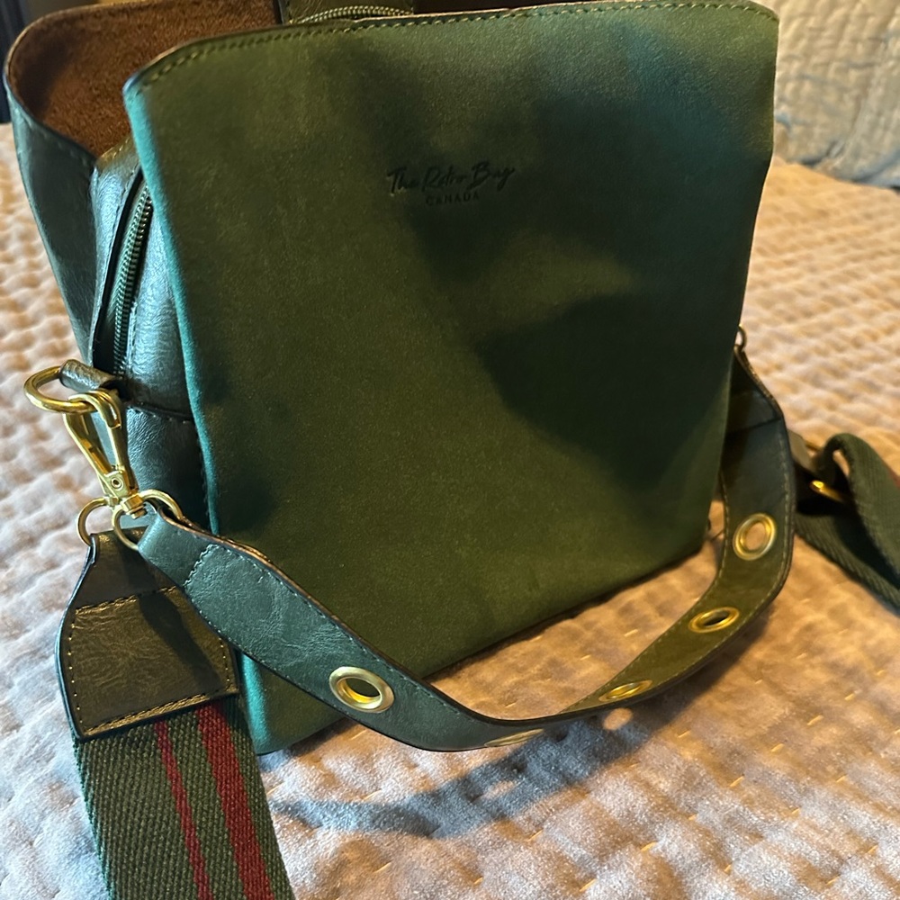 The Retro Bag Canada - Bucket Bag - dark green - leather and suede sides